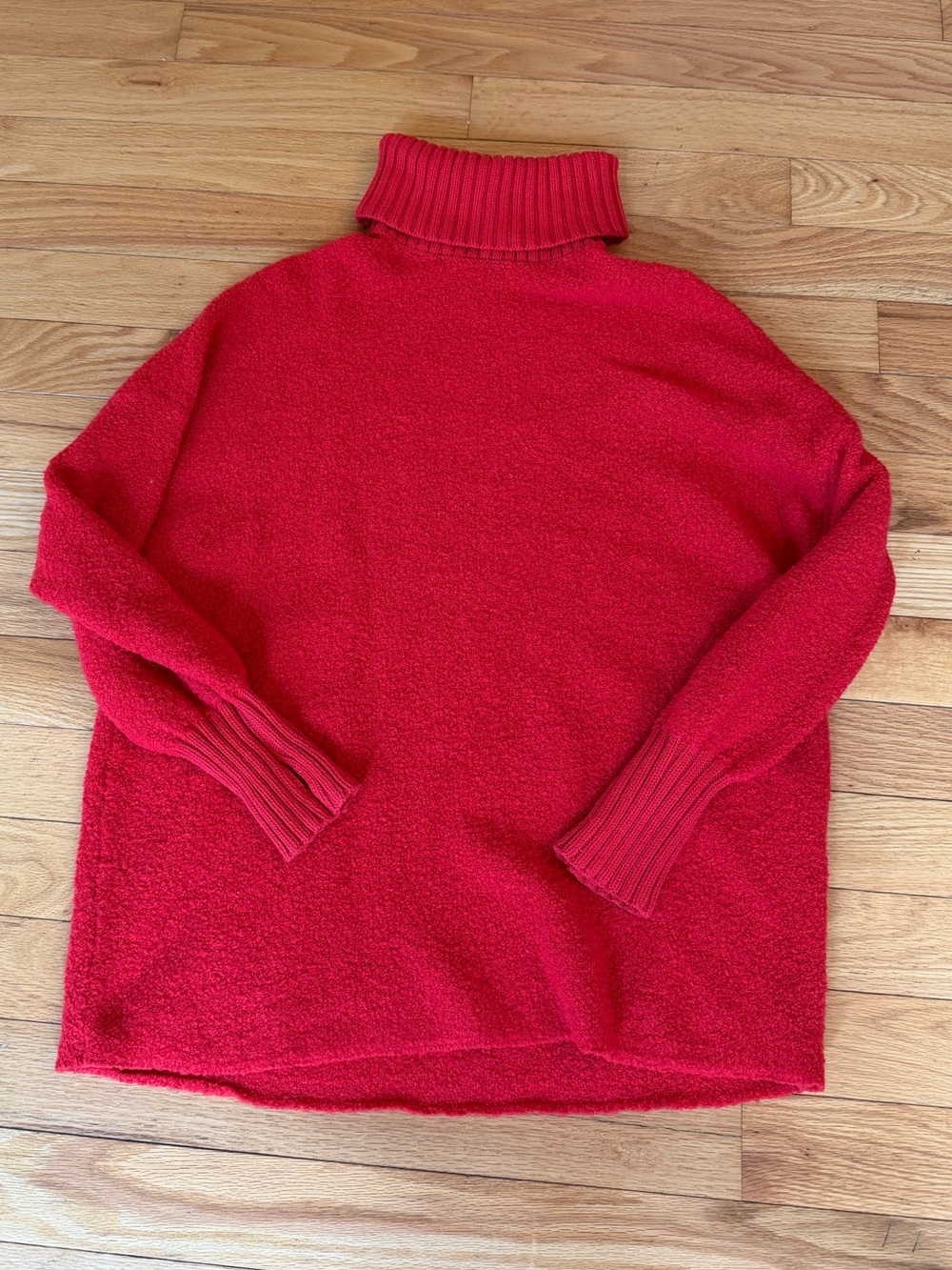 Aerie Turtleneck Long Sleeve Sherpa Sweater Red Size Medium Women’s